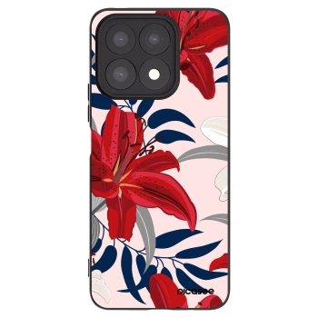 Picasee Μαύρη θήκη σιλικόνης για Honor X8a - Red Lily