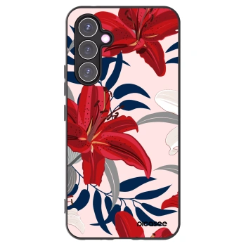 Picasee Μαύρη θήκη σιλικόνης για Samsung Galaxy A54 5G A546B - Red Lily