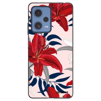 Picasee Μαύρη θήκη σιλικόνης για Xiaomi Redmi Note 12 Pro 5G - Red Lily