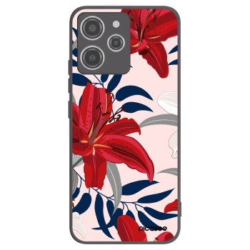 Picasee Μαύρη θήκη σιλικόνης για Xiaomi Redmi 12 4G - Red Lily