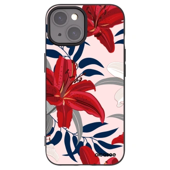 Picasee Μαύρη θήκη σιλικόνης για Apple iPhone 15 - Red Lily