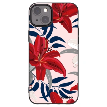 Picasee Μαύρη θήκη σιλικόνης για Apple iPhone 15 Plus - Red Lily