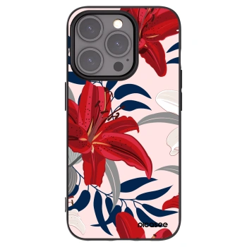 Picasee Μαύρη θήκη σιλικόνης για Apple iPhone 15 Pro - Red Lily