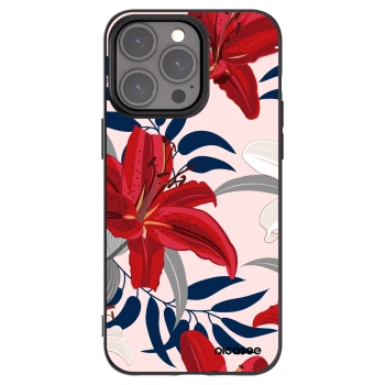 Picasee Μαύρη θήκη σιλικόνης για Apple iPhone 15 Pro Max - Red Lily