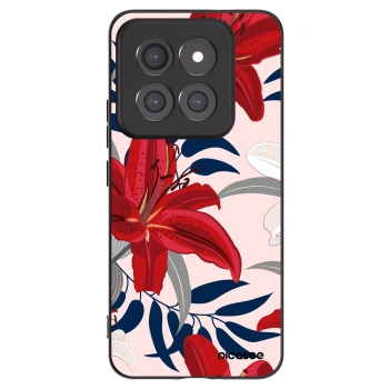 Picasee Μαύρη θήκη σιλικόνης για Xiaomi 14 Pro - Red Lily