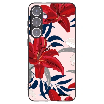 Picasee Μαύρη θήκη σιλικόνης για Samsung Galaxy S24+ S926B 5G - Red Lily