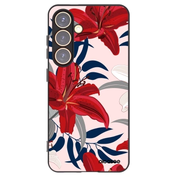 Picasee Μαύρη θήκη σιλικόνης για Samsung Galaxy S24 S921B 5G - Red Lily