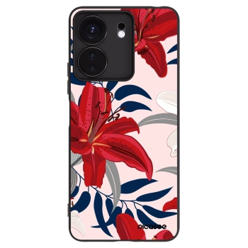 Picasee Μαύρη θήκη σιλικόνης για Xiaomi Redmi 13C 4G - Red Lily