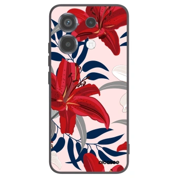 Picasee Μαύρη θήκη σιλικόνης για Xiaomi Poco X6 - Red Lily
