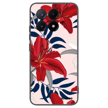 Picasee Μαύρη θήκη σιλικόνης για Xiaomi Poco X6 Pro - Red Lily