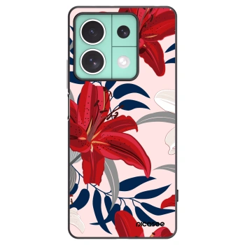 Picasee Μαύρη θήκη σιλικόνης για Xiaomi Redmi Note 13 5G - Red Lily
