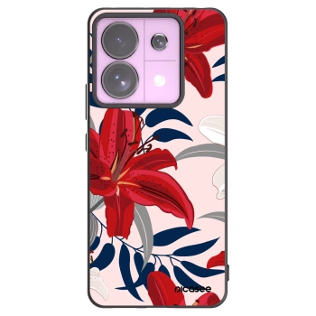 Picasee Μαύρη θήκη σιλικόνης για Xiaomi Redmi Note 13 Pro 5G - Red Lily