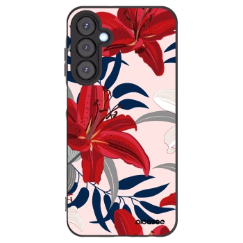 Picasee Μαύρη θήκη σιλικόνης για Samsung Galaxy A25 A256B 5G - Red Lily