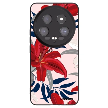 Picasee Μαύρη θήκη σιλικόνης για Xiaomi 14 Ultra - Red Lily