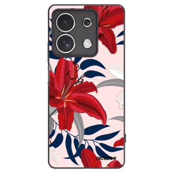 Picasee Μαύρη θήκη σιλικόνης για Xiaomi Redmi Note 13 4G - Red Lily