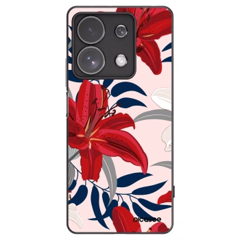 Picasee Μαύρη θήκη σιλικόνης για Xiaomi Redmi Note 13 Pro 4G - Red Lily