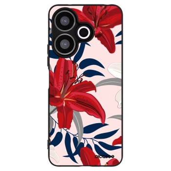 Picasee Μαύρη θήκη σιλικόνης για Xiaomi Redmi 13 4G - Red Lily