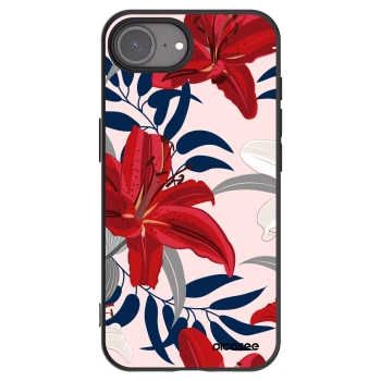 Picasee Μαύρη θήκη σιλικόνης για Apple iPhone 16e - Red Lily