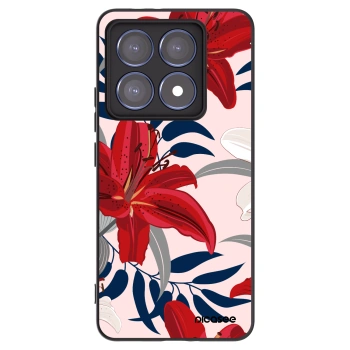 Picasee Μαύρη θήκη σιλικόνης για Xiaomi 14T Pro - Red Lily
