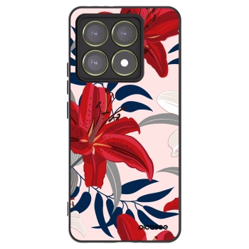 Picasee Μαύρη θήκη σιλικόνης για Xiaomi 14T - Red Lily