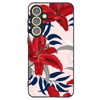 Picasee Μαύρη θήκη σιλικόνης για Samsung Galaxy S24 FE S721B - Red Lily