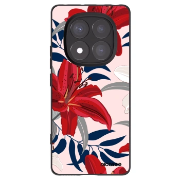 Picasee Μαύρη θήκη σιλικόνης για Xiaomi Redmi Note 14 Pro 5G - Red Lily
