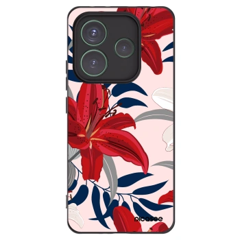 Picasee Μαύρη θήκη σιλικόνης για Xiaomi Redmi Note 14 5G - Red Lily