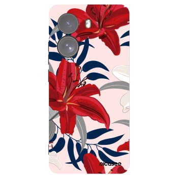 Picasee Μαύρη θήκη σιλικόνης για Xiaomi Poco X7 - Red Lily