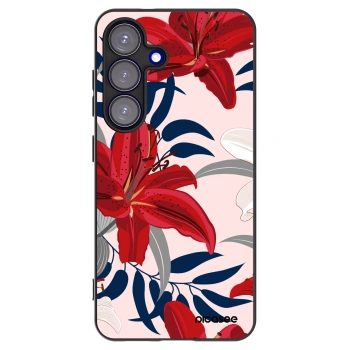 Picasee Μαύρη θήκη σιλικόνης για Samsung Galaxy S25 5G - Red Lily