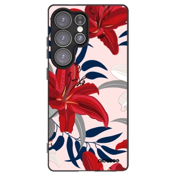 Picasee Μαύρη θήκη σιλικόνης για Samsung Galaxy S25 Ultra 5G - Red Lily