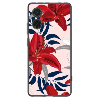 Picasee Μαύρη θήκη σιλικόνης για Motorola Moto G35 5G - Red Lily
