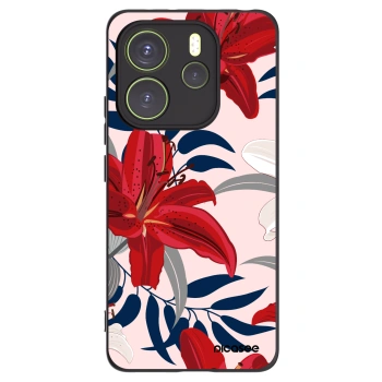 Picasee Μαύρη θήκη σιλικόνης για Xiaomi Redmi Note 14 4G - Red Lily