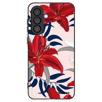 Picasee Μαύρη θήκη σιλικόνης για Samsung Galaxy A56 5G A566B - Red Lily