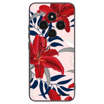 Picasee Μαύρη θήκη σιλικόνης για Xiaomi Poco C75 - Red Lily