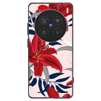 Picasee Μαύρη θήκη σιλικόνης για Vivo X200 Pro - Red Lily