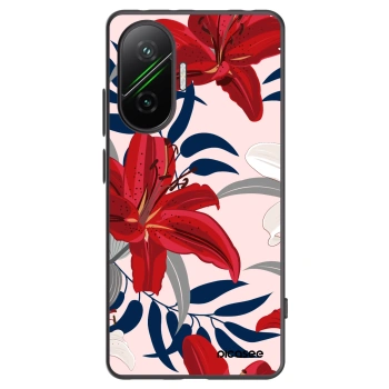 Picasee Μαύρη θήκη σιλικόνης για Xiaomi Poco F7 Pro 5G - Red Lily