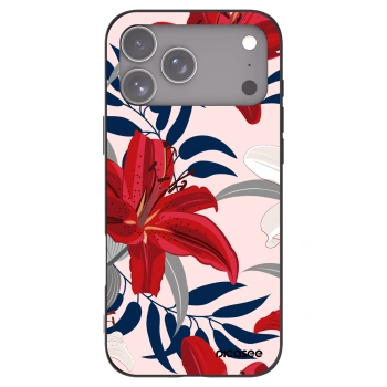 Picasee Μαύρη θήκη σιλικόνης για Apple iPhone 17 Pro Max - Red Lily