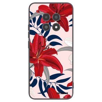 Picasee Μαύρη θήκη σιλικόνης για Realme 12X - Red Lily