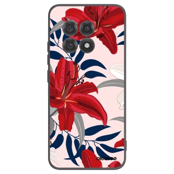 Picasee Μαύρη θήκη σιλικόνης για OnePlus 13R 5G - Red Lily