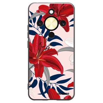 Picasee Μαύρη θήκη σιλικόνης για Honor Magic8 Lite 5G - Red Lily