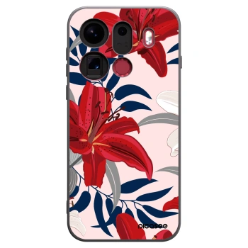Picasee Μαύρη θήκη σιλικόνης για OPPO Find X9 Pro - Red Lily