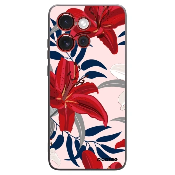 Picasee Μαύρη θήκη σιλικόνης για Motorola Edge 60 Neo 5G - Red Lily