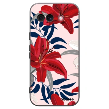Picasee Μαύρη θήκη σιλικόνης για Google Pixel 10a - Red Lily