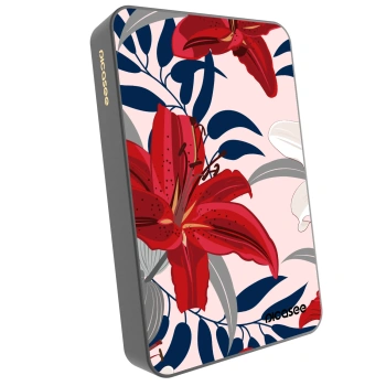Picasee Powerbank με MagSafe 10 000 mAh Γκρί - Red Lily