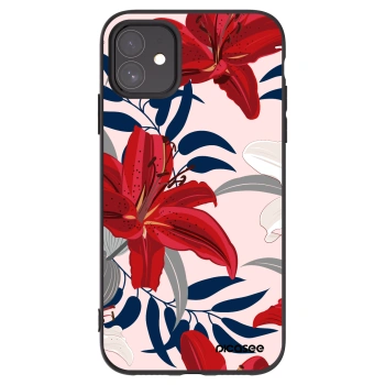 Picasee Μαύρη θήκη σιλικόνης για Apple iPhone 11 - Red Lily