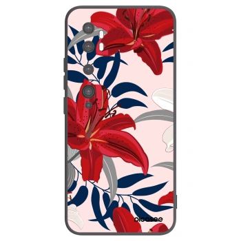 Picasee Μαύρη θήκη σιλικόνης για Xiaomi Mi Note 10 (Pro) - Red Lily
