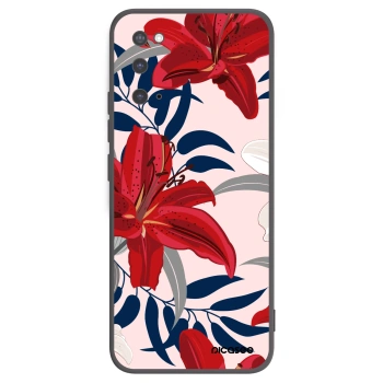 Picasee Μαύρη θήκη σιλικόνης για Samsung Galaxy S20 G980F - Red Lily