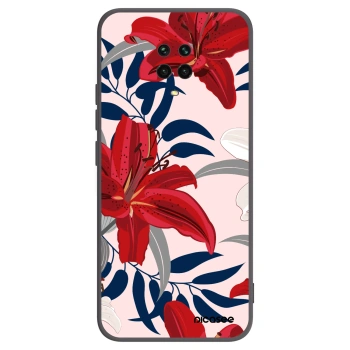 Picasee Μαύρη θήκη σιλικόνης για Xiaomi Redmi Note 9S - Red Lily