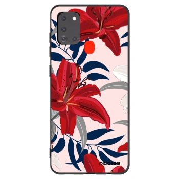 Picasee Μαύρη θήκη σιλικόνης για Samsung Galaxy A21s - Red Lily