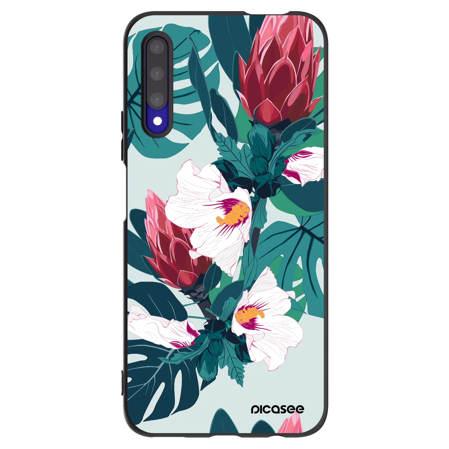 Picasee Μαύρη θήκη σιλικόνης για Honor 9X Pro - Rhododendron